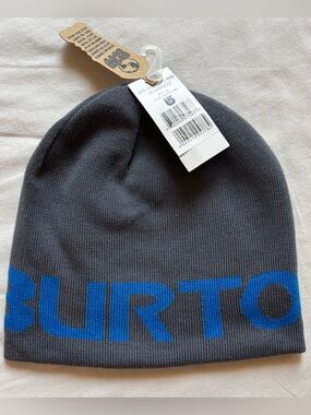 Burton Billboard Reversible Beanie Gray Blue Logo NWT One Size